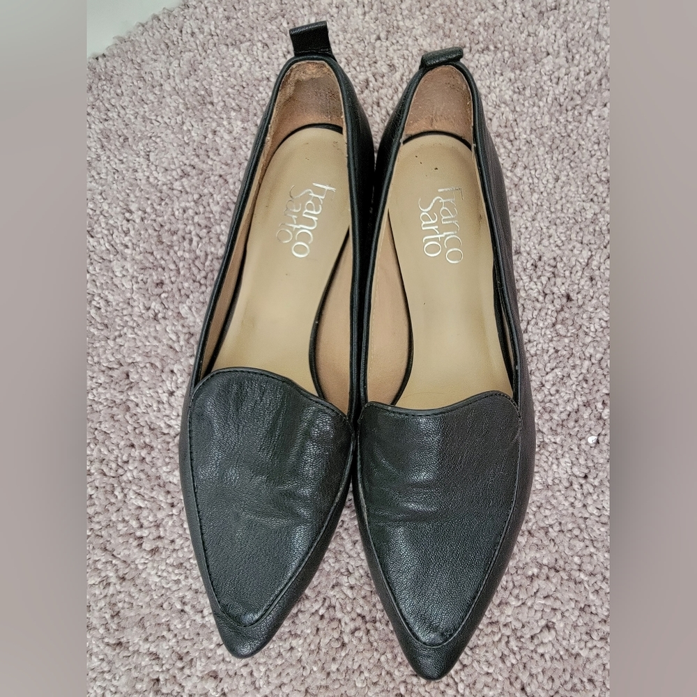 Franco Sarto Black Studio Pointy Toe Loafers size 8